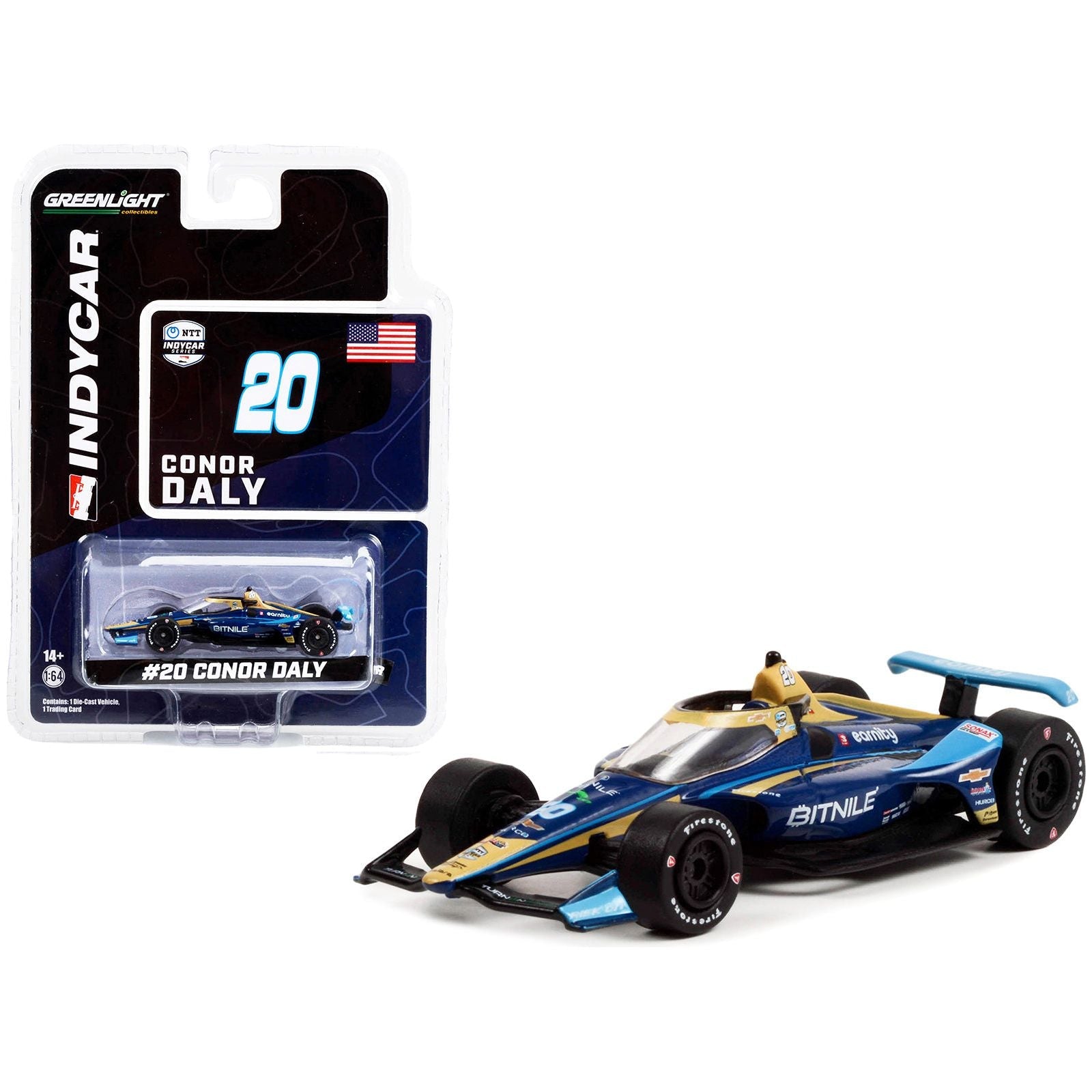 Dallara IndyCar 20 Conor Daly "BitNile" Ed Carpenter Racing "NTT IndyCar Series" (2022) 1/64 Diecast Model Car by Greenlight - Greenlight - ModelCars.com