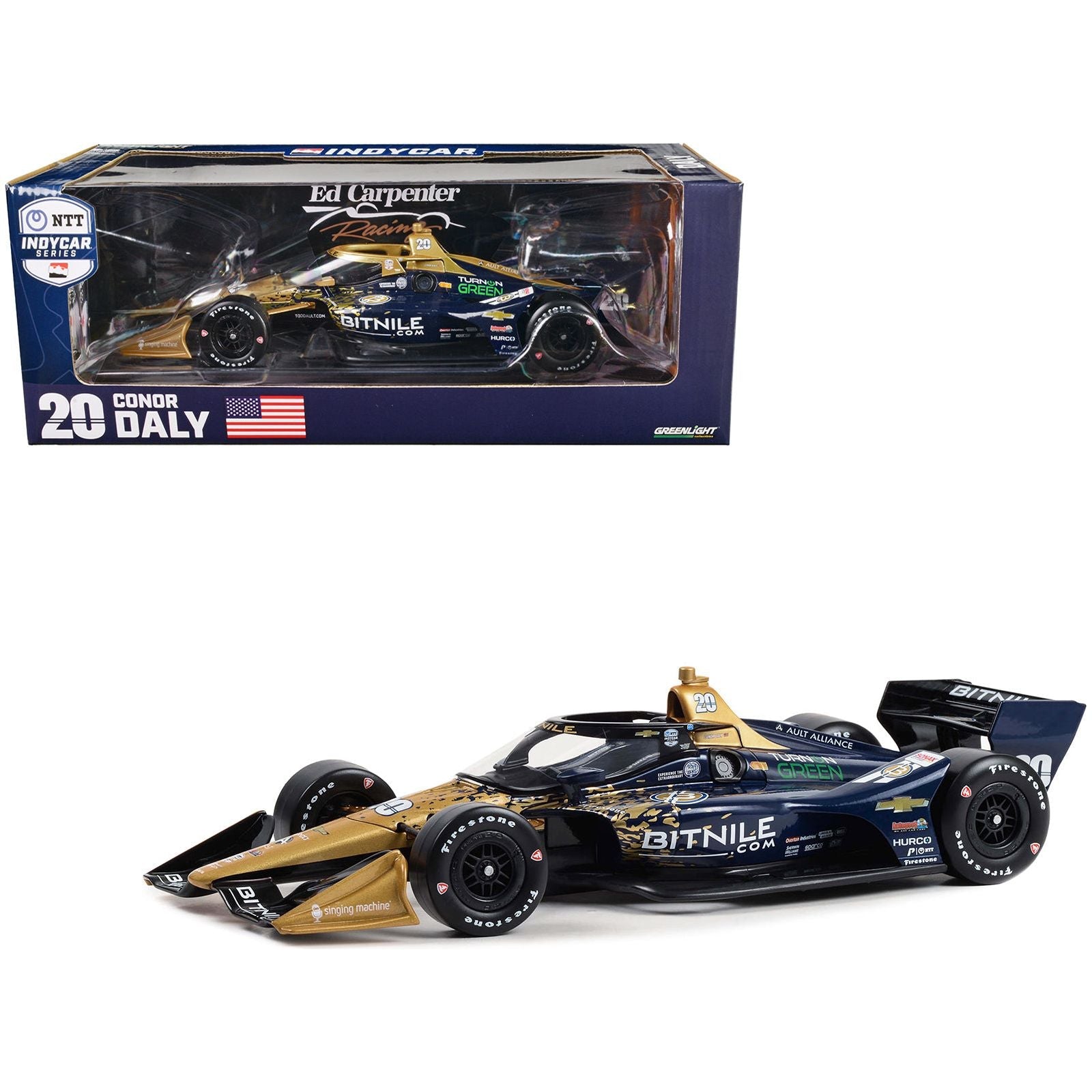 Dallara IndyCar 20 Conor Daly "Bitnile" Ed Carpenter Racing (Road Course Configuration) "NTT IndyCar Series" (2023) 1/18 Diecast Model Car by Greenlight - Greenlight - ModelCars.com