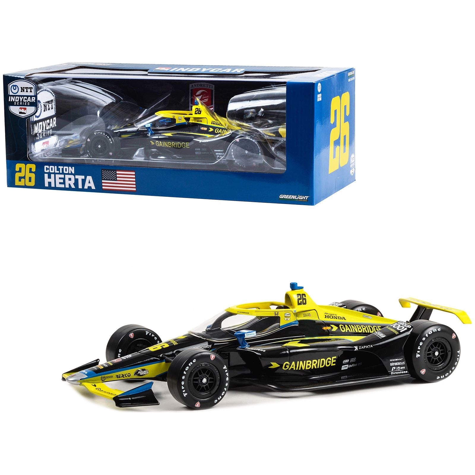 Dallara IndyCar 26 Colton Herta "Gainbridge" Andretti Autosport "NTT IndyCar Series" (2023) 1/18 Diecast Model Car by Greenlight - Greenlight - ModelCars.com