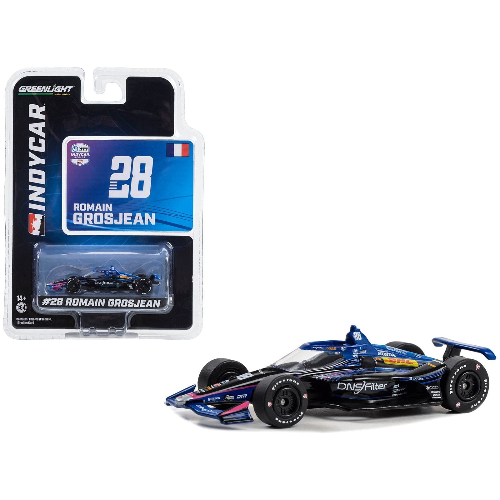Dallara IndyCar 28 Romain Grosjean "DNSFilter" Andretti Autosport "NTT IndyCar Series" (2023) 1/64 Diecast Model Car by Greenlight - Greenlight - ModelCars.com