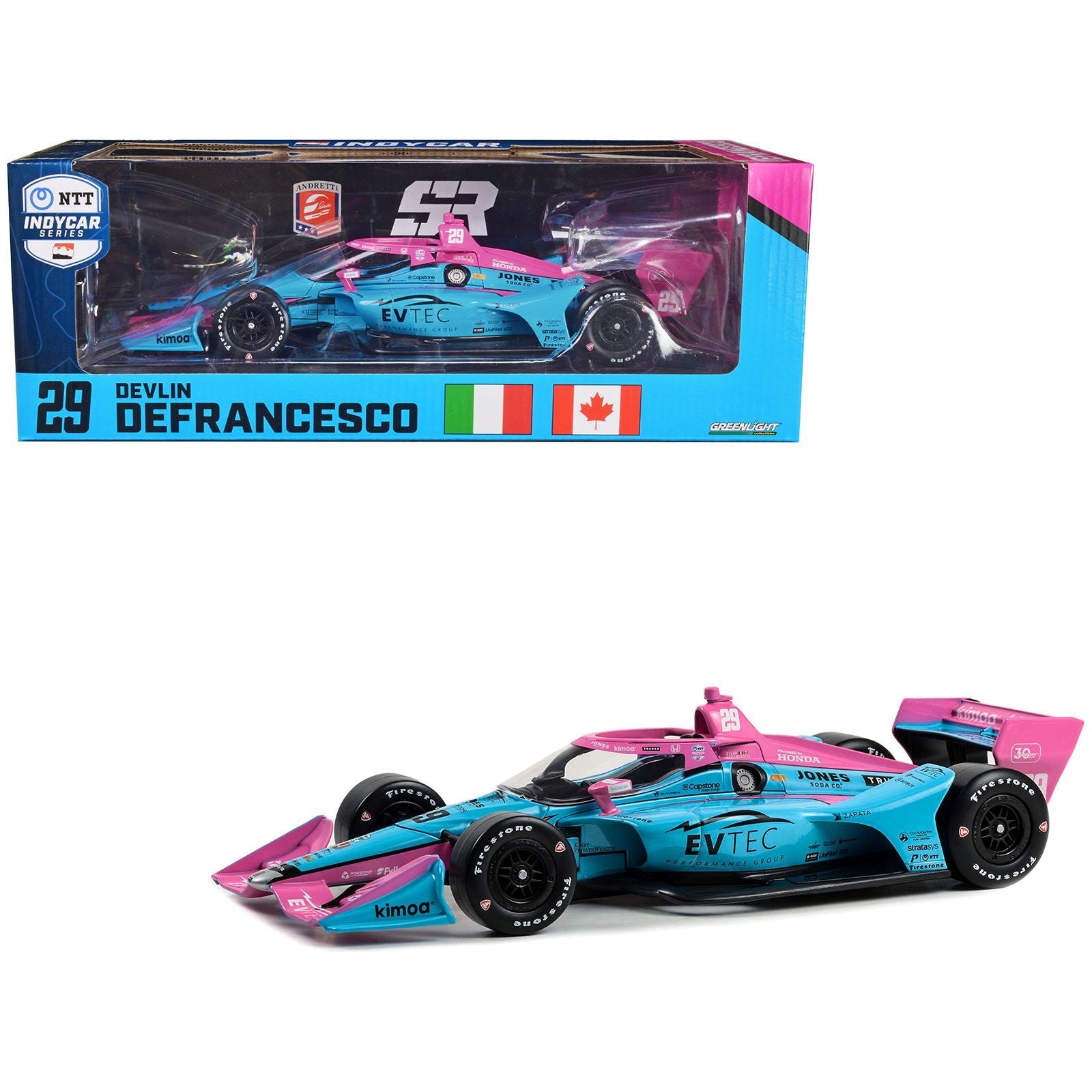 Dallara IndyCar 29 Devlin DeFrancesco "EVTEC Performance Group" Andretti Steinbrenner Autosport (Road Course Configuration) "NTT IndyCar Series" (2023) 1/18 Diecast Model Car by Greenlight - Greenlight - ModelCars.com