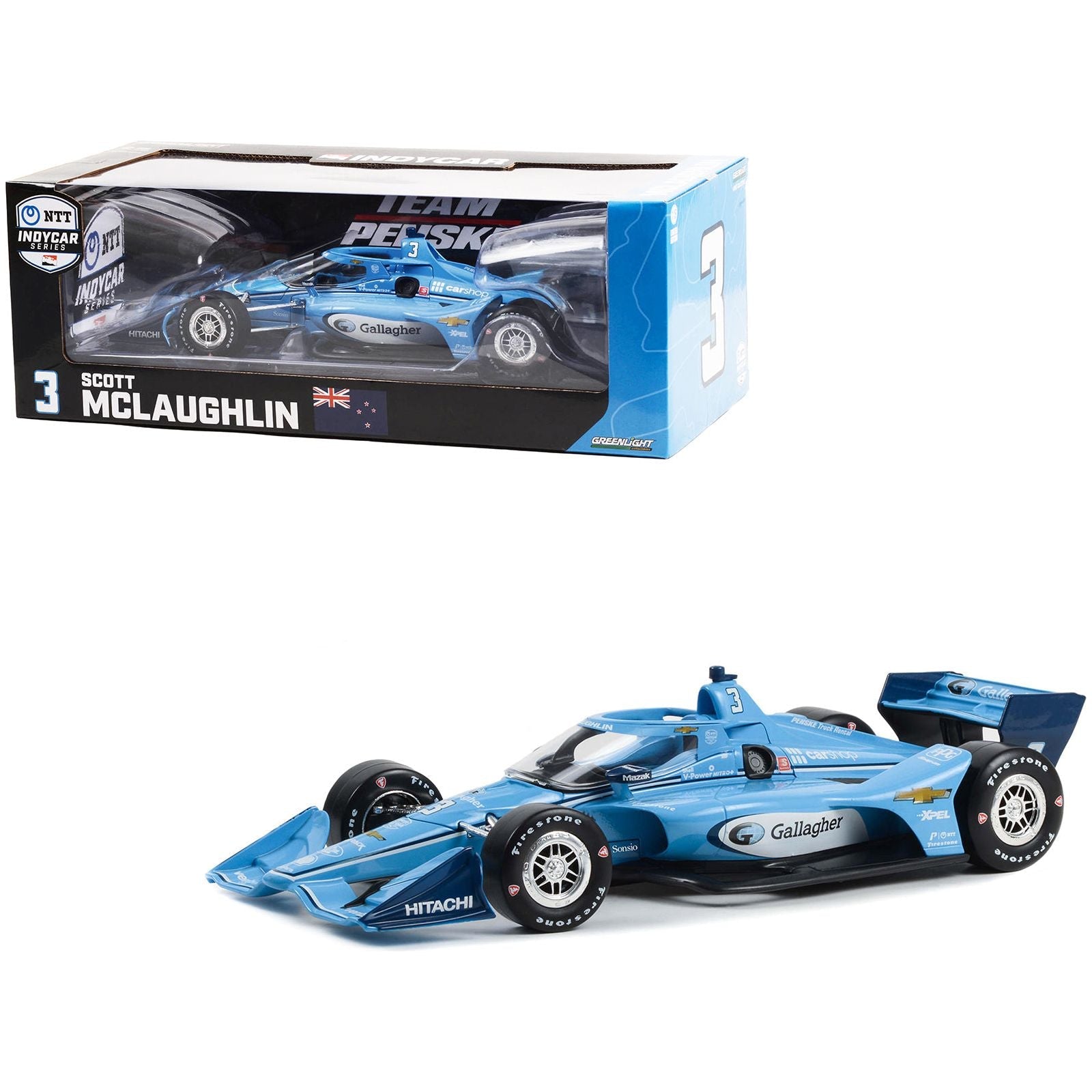 Dallara IndyCar 3 Scott McLaughlin "Gallagher" Team Penske (Road Course Configuration) "NTT IndyCar Series" (2022) 1/18 Diecast Model Car by Greenlight - Greenlight - ModelCars.com