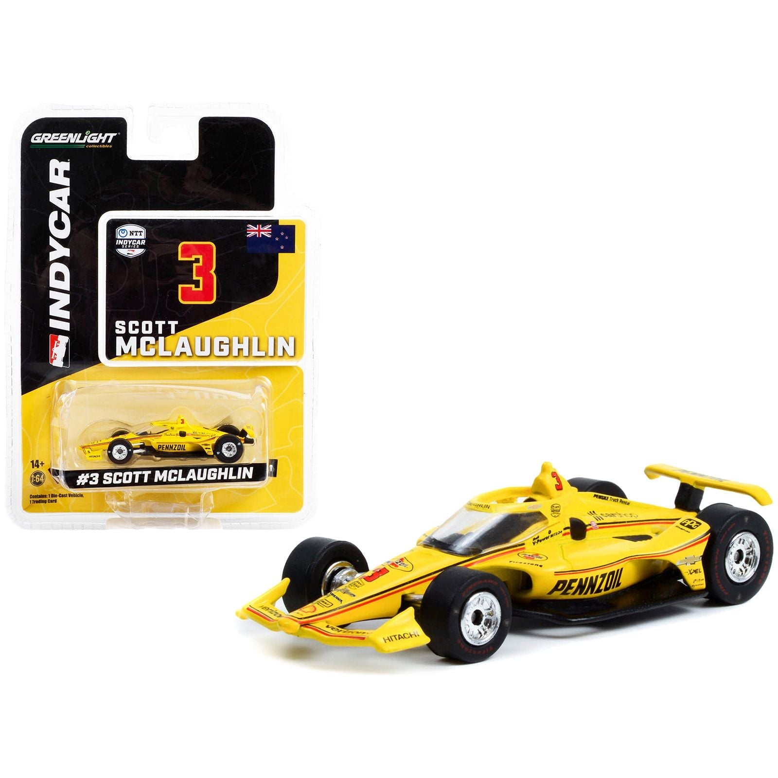 Dallara IndyCar 3 Scott McLaughlin "Pennzoil" Team Penske "NTT IndyCar Series" (2022) 1/64 Diecast Model Car by Greenlight - Greenlight - ModelCars.com