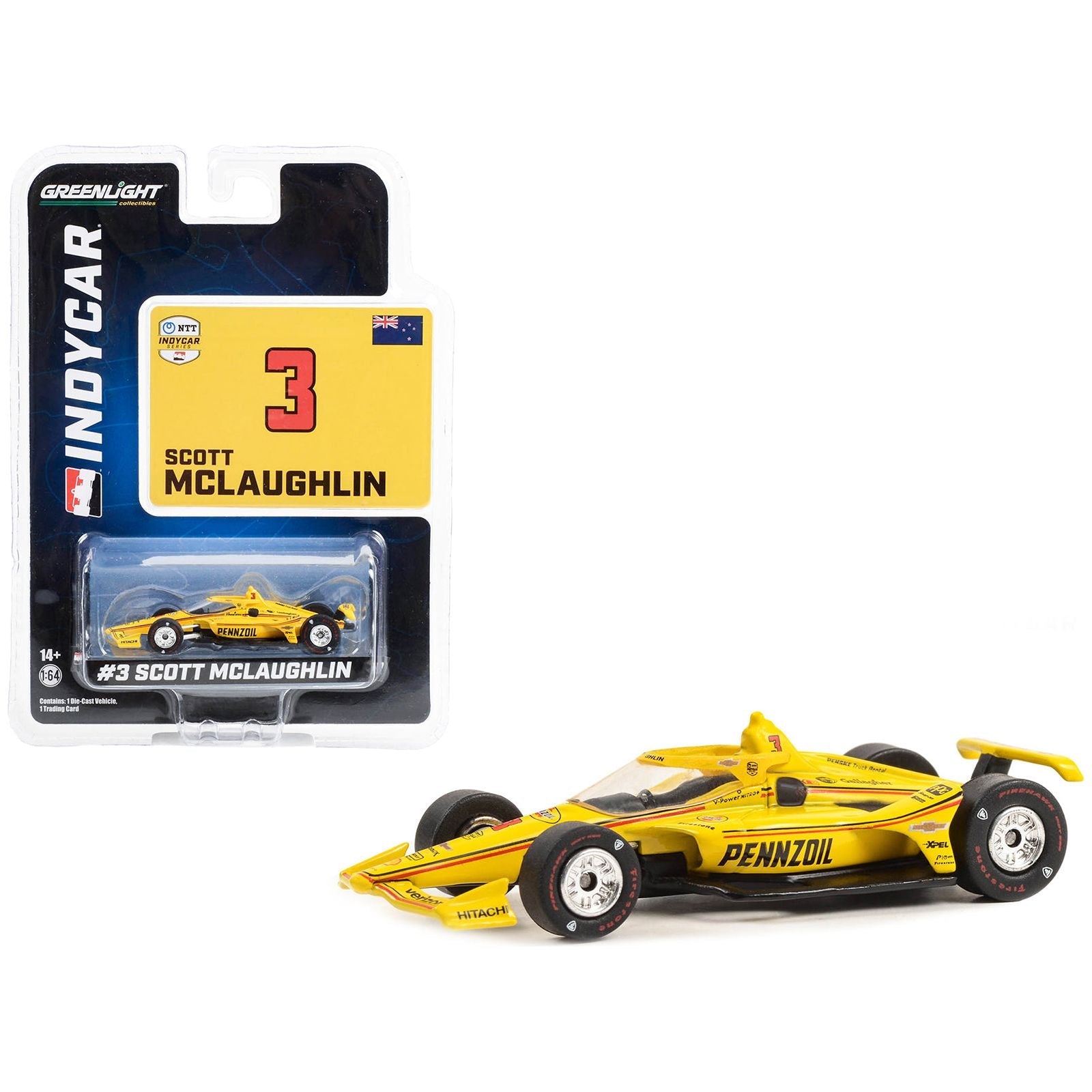 Dallara IndyCar 3 Scott McLaughlin "Pennzoil" Team Penske "NTT IndyCar Series" (2023) 1/64 Diecast Model Car by Greenlight - Greenlight - ModelCars.com