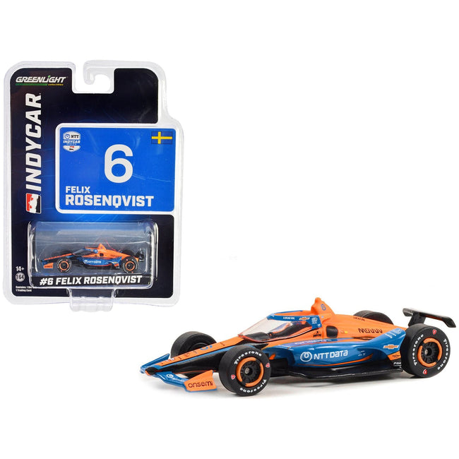 Dallara IndyCar 6 Felix Rosenqvist "NTT DATA" Arrow McLaren "NTT IndyCar Series" (2023) 1/64 Diecast Model Car by Greenlight - Greenlight - ModelCars.com