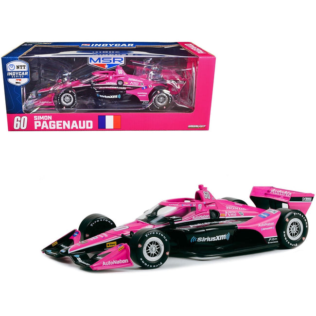 Dallara IndyCar 60 Simon Pagenaud "AutoNation - SiriusXM" Meyer Shank Racing (Road Course Configuration) "NTT IndyCar Series" (2023) 1/18 Diecast Model Car by Greenlight-Greenlight-ModelCars.com
