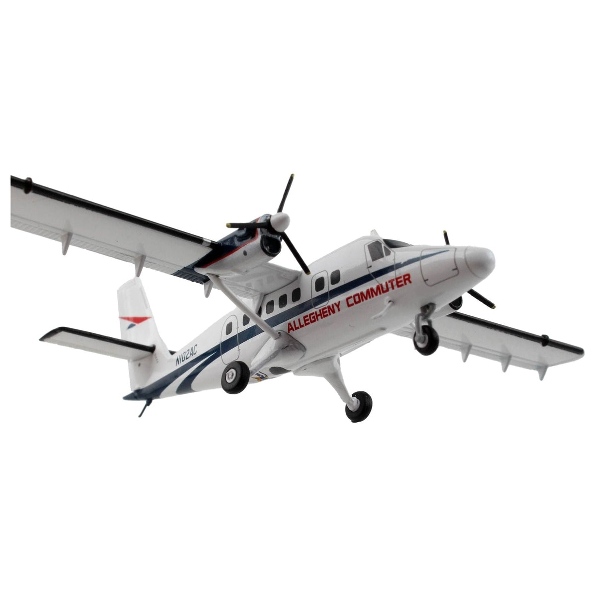 De Havilland DHC-6-300 Commercial Aircraft "Allegheny Airlines" White with Blue Stripes "Gemini 200" Series 1/200 Diecast Model Airplane by GeminiJets-GeminiJets-ModelCars.com