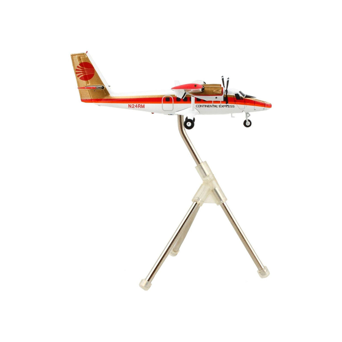 De Havilland DHC-6-300 Commercial Aircraft "Continental Express" White with Red Stripes and Gold Tail "Gemini 200" Series 1/200 Diecast Model Airplane by GeminiJets-GeminiJets-ModelCars.com