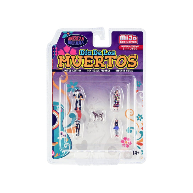 "Dia de los Muertos" 5 piece Diecast Set (2 Adults 2 Children 1 Dog Figures) Limited Edition to 3600 pieces Worldwide for 1/64 Scale Models by American Diorama - American Diorama - ModelCars.com