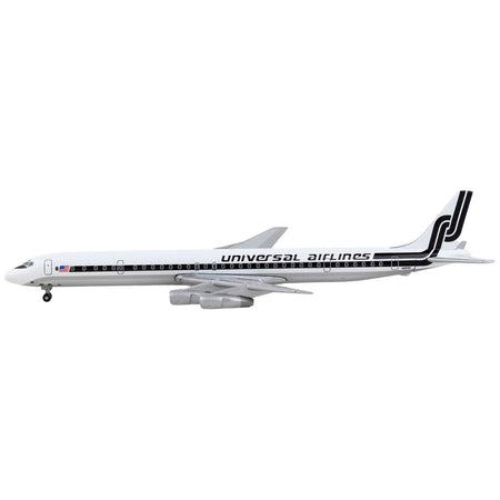 Douglas DC-8-61 Commercial Aircraft "Universal Airlines" White with Black Stripes 1/400 Diecast Model Airplane by GeminiJets-GeminiJets-ModelCars.com