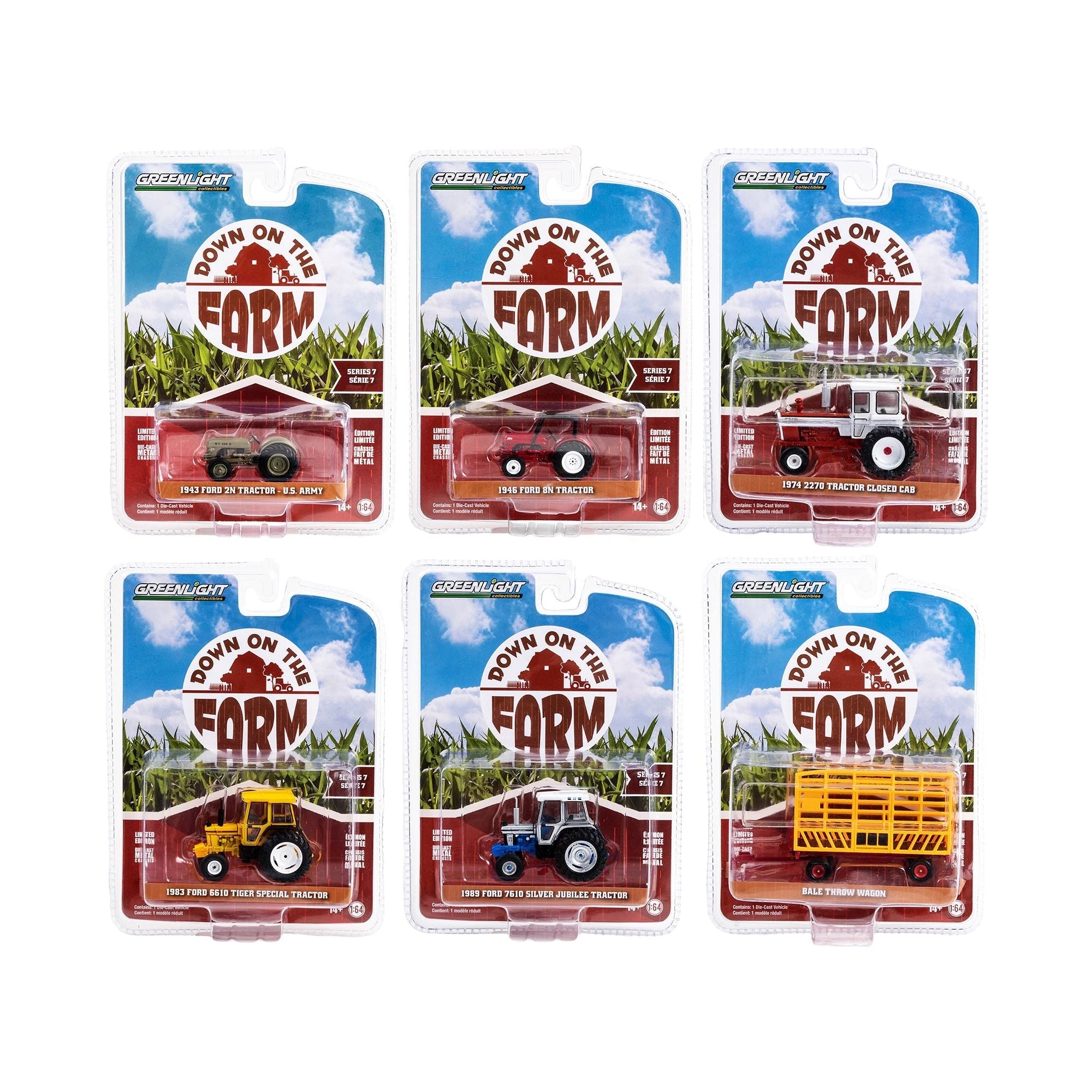 "Down on the Farm" Series Set of 6 pieces Release 7 1/64 Diecast Models by Greenlight - Greenlight - ModelCars.com