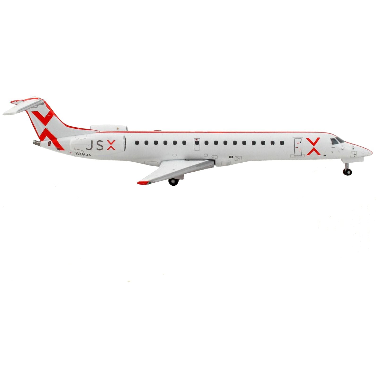 Embraer ERJ - 145 Commercial Aircraft "JetSuiteX" White with Red Stripes 1/400 Diecast Model Airplane by GeminiJets - GeminiJets - ModelCars.com