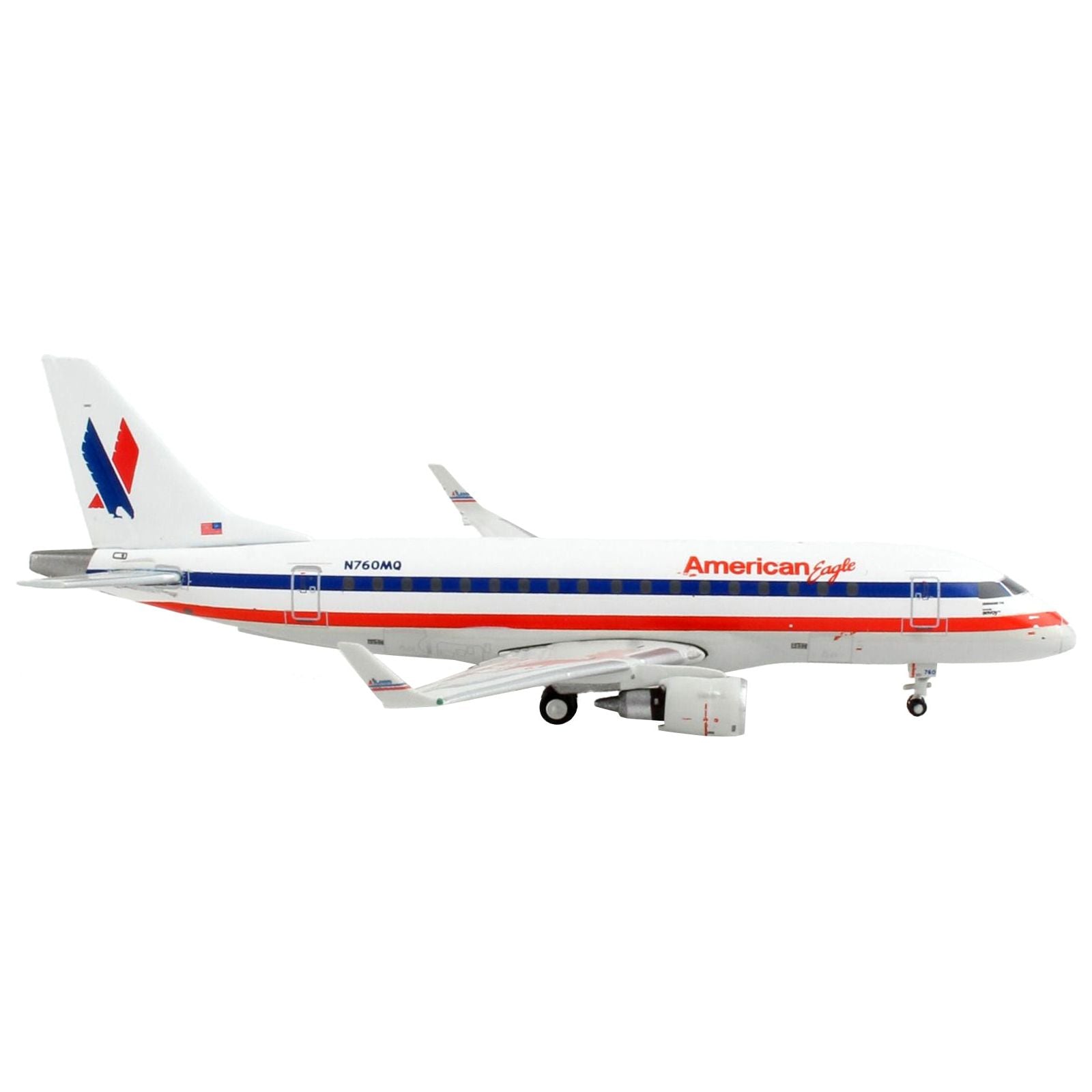 Embraer ERJ - 170 Commercial Aircraft "American Airlines - American Eagle" White with Blue and Red Stripes 1/400 Diecast Model Airplane by GeminiJets - GeminiJets - ModelCars.com