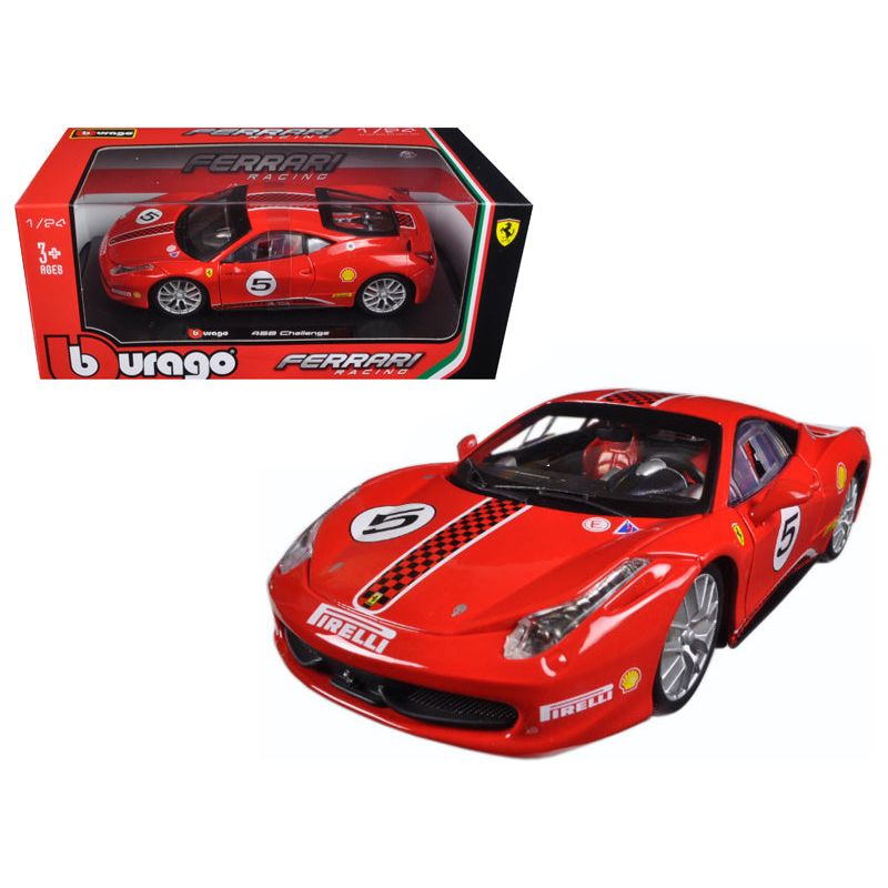 Ferrari 458 Challenge 5 Red 1/24 Diecast Model Car by Bburago-Bburago-ModelCars.com