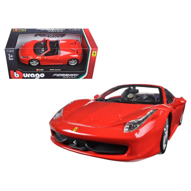 Ferrari 458 Spider Red 1/24 Diecast Model Car by Bburago - Bburago - ModelCars.com