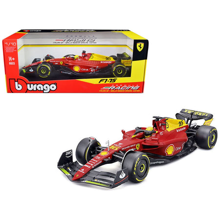 Ferrari F1 - 75 16 Charles Leclerc "Giallo Modena" 2nd Place Formula One F1 Italian GP (2022) "Formula Racing" Series 1/18 Diecast Model Car by Bburago - Bburago - ModelCars.com