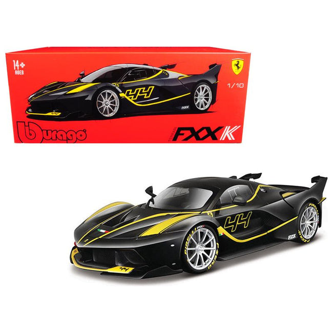 Ferrari FXX - K 44 Black with Yellow Stripes "Signature Series" 1/18 Diecast Model Car by Bburago - Bburago - ModelCars.com