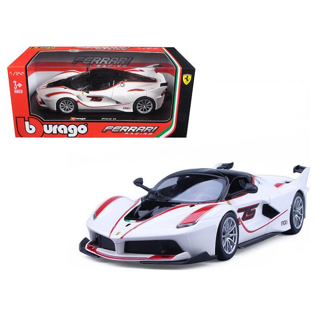 Ferrari Racing FXX - K 75 White 1/24 Diecast Model Car by Bburago - Bburago - ModelCars.com
