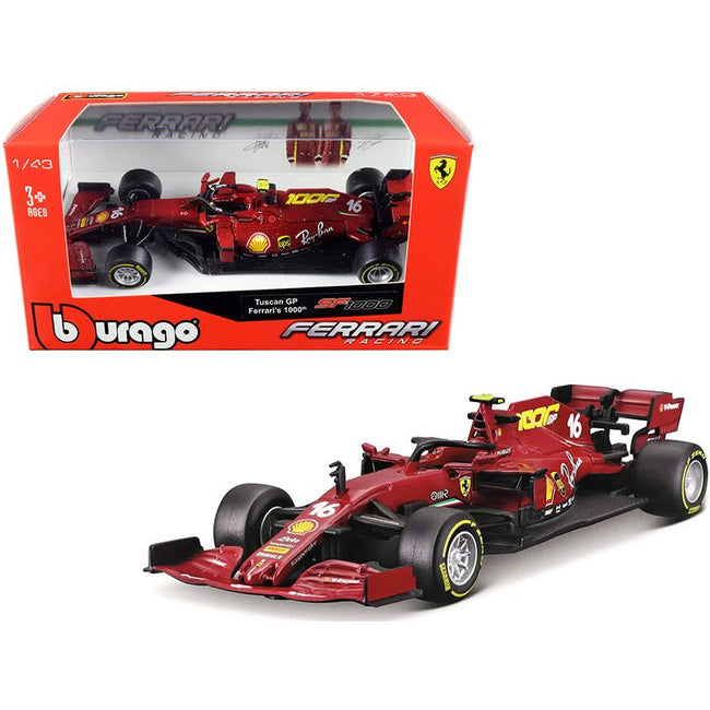 Ferrari SF1000 16 Charles Leclerc Tuscan GP Formula One F1 (2020) "Ferrari's 1000th Race" 1/43 Diecast Model Car by Bburago - Bburago - ModelCars.com