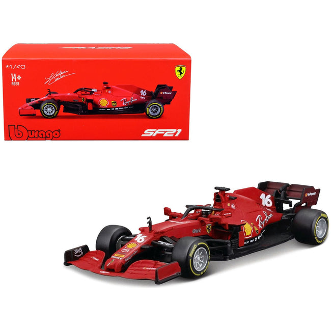 Ferrari SF21 16 Charles Leclerc Formula One F1 World Championship (2021) "Formula Racing" Series 1/43 Diecast Model Car by Bburago - Bburago - ModelCars.com