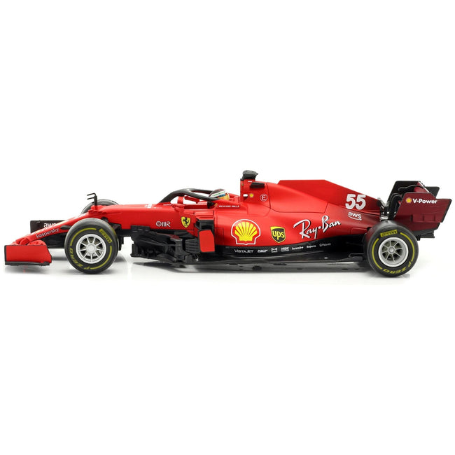 Ferrari SF21 55 Carlos Sainz Formula One F1 Car "Ferrari Racing" Series 1/18 Diecast Model Car by Bburago - Bburago - ModelCars.com