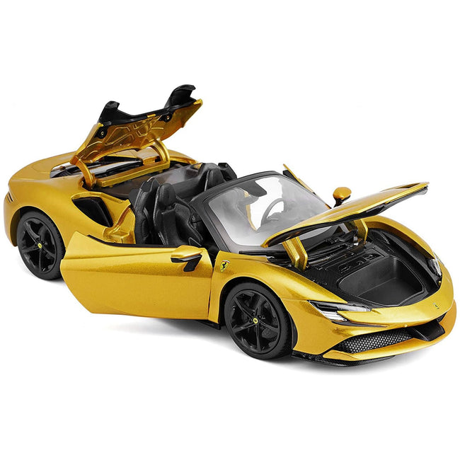 Ferrari SF90 Spider Gold Metallic "Race + Play" Series 1/18 Diecast Model Car by Bburago - Bburago - ModelCars.com