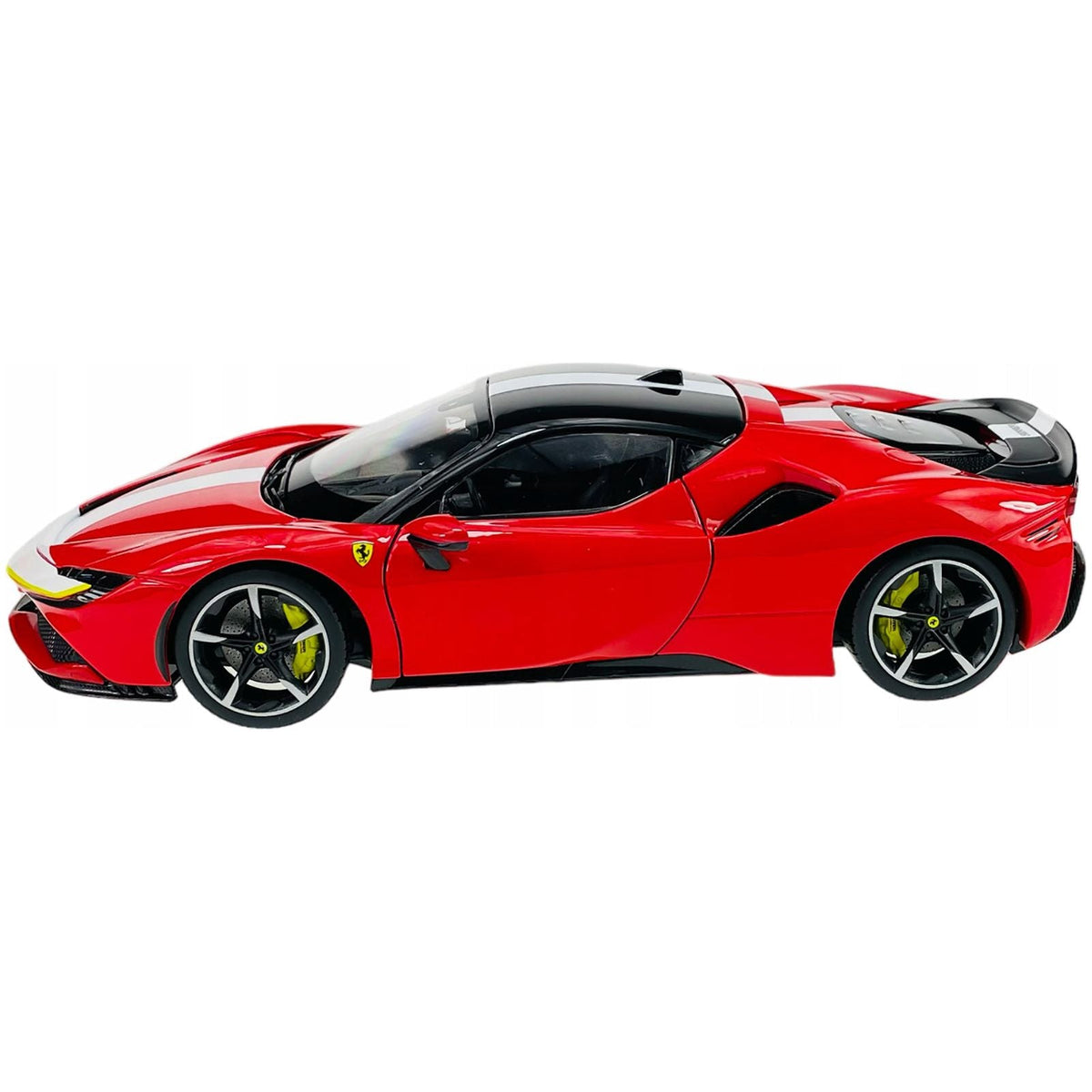 Ferrari SF90 Stradale Assetto Fiorano Red with White Stripes "Signature Series" 1/18 Diecast Model Car by Bburago-Bburago-ModelCars.com