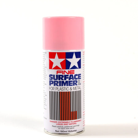 Fine Surface Primer L Pink 180Ml Spray Can Plastic/Metal / Tamiya USA - Tamiya - ModelCars.com