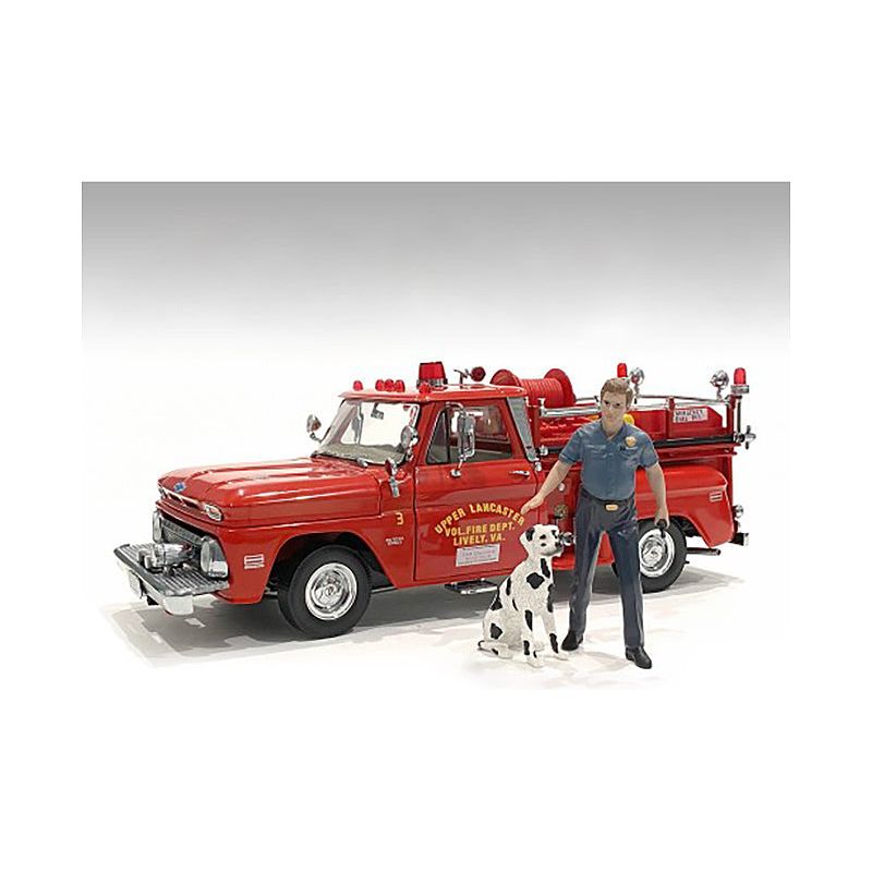 "Firefighters" Fire Dog Training Figures (Trainer and Dog) for 1/18 Scale Models by American Diorama - American Diorama - ModelCars.com