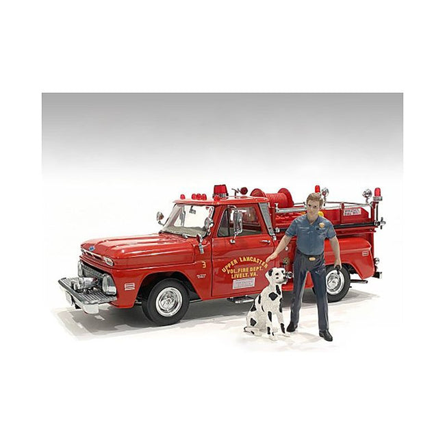 "Firefighters" Fire Dog Training Figures (Trainer and Dog) for 1/18 Scale Models by American Diorama - American Diorama - ModelCars.com