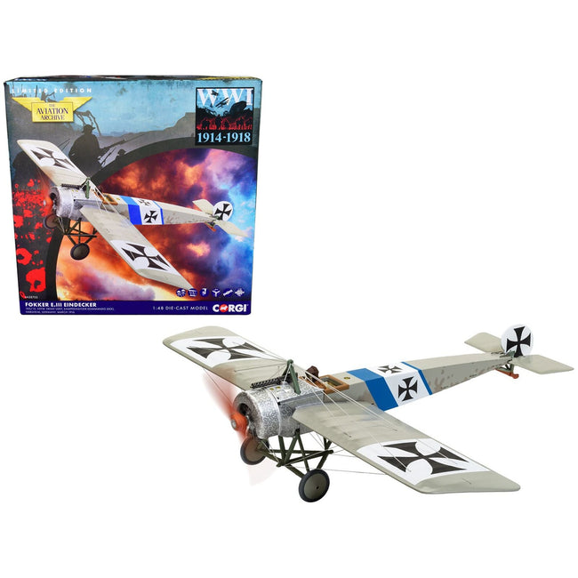 Fokker E.III Eindecker Fighter Aircraft "Vzfw. Ernst Udet Kampfeinsitzer Kommando Germany" (March 1916) "The Aviation Archive" Series 1/48 Diecast Model by Corgi - Corgi - ModelCars.com