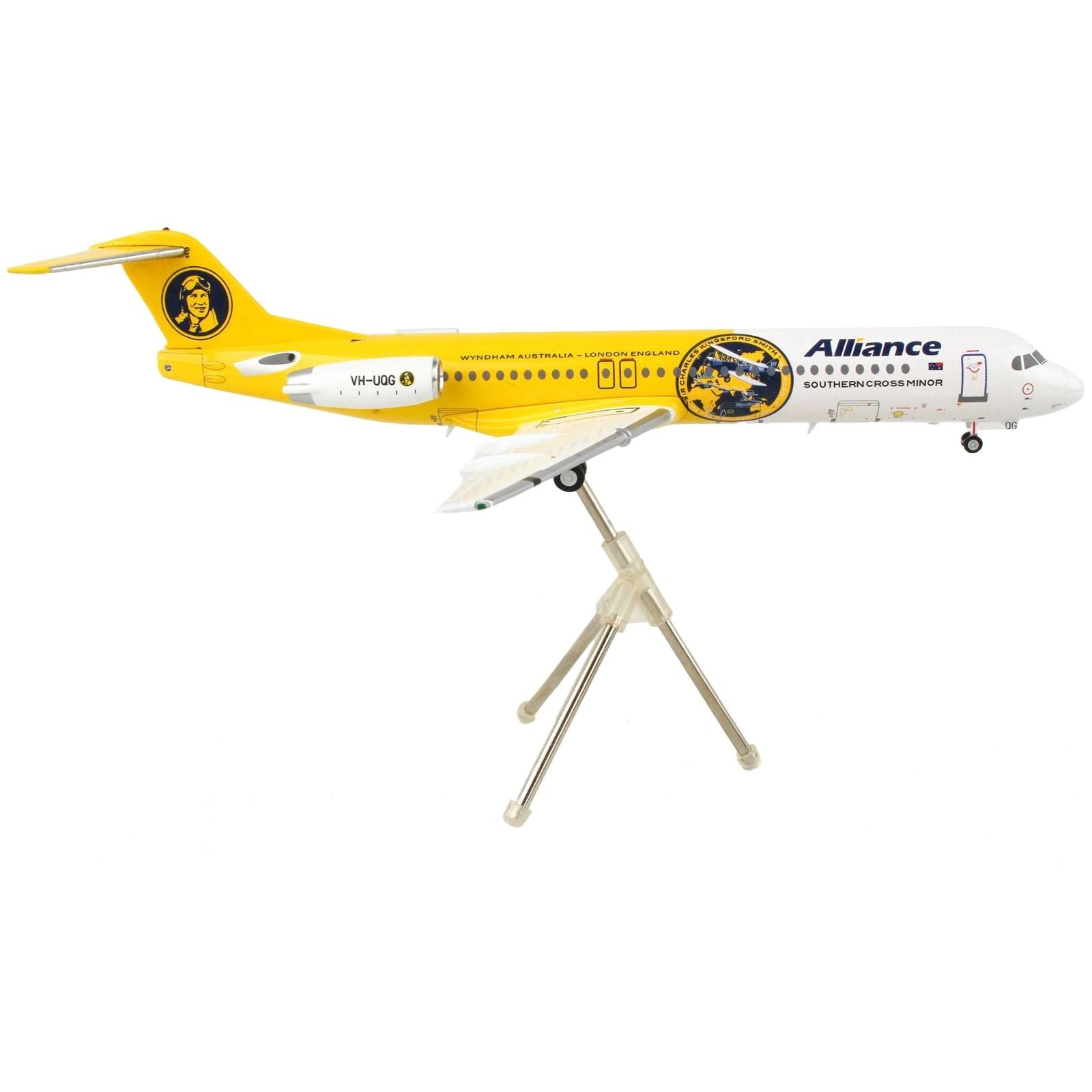 Fokker F100 Commercial Aircraft "Alliance Airlines" White and Yellow "Gemini 200" Series 1/200 Diecast Model Airplane by GeminiJets - GeminiJets - ModelCars.com