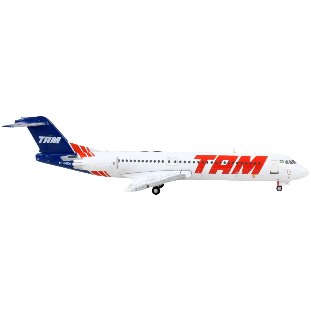 Fokker F100 Commercial Aircraft "TAM Linhas Aereas" White with Blue Tail 1/400 Diecast Model Airplane by GeminiJets-GeminiJets-ModelCars.com