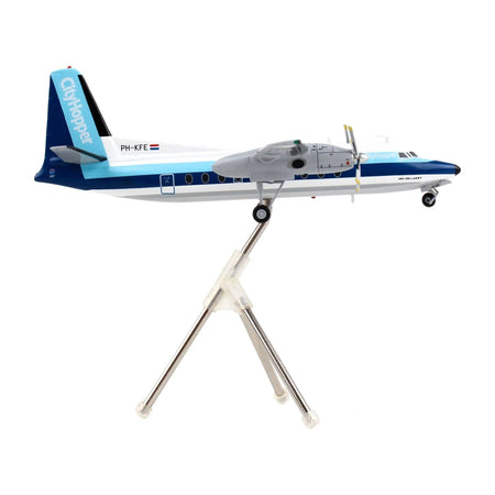 Fokker F27 Commercial Aircraft "Royal Dutch Airlines CityHopper" White with Blue Stripes "Gemini 200" Series 1/200 Diecast Model Airplane by GeminiJets-GeminiJets-ModelCars.com