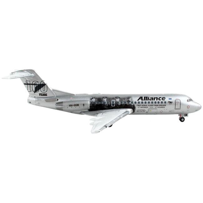 Fokker F70 Commercial Aircraft "Alliance Airlines - 100 Years First Flight from England" Silver Metallic 1/400 Diecast Model Airplane by GeminiJets - GeminiJets - ModelCars.com