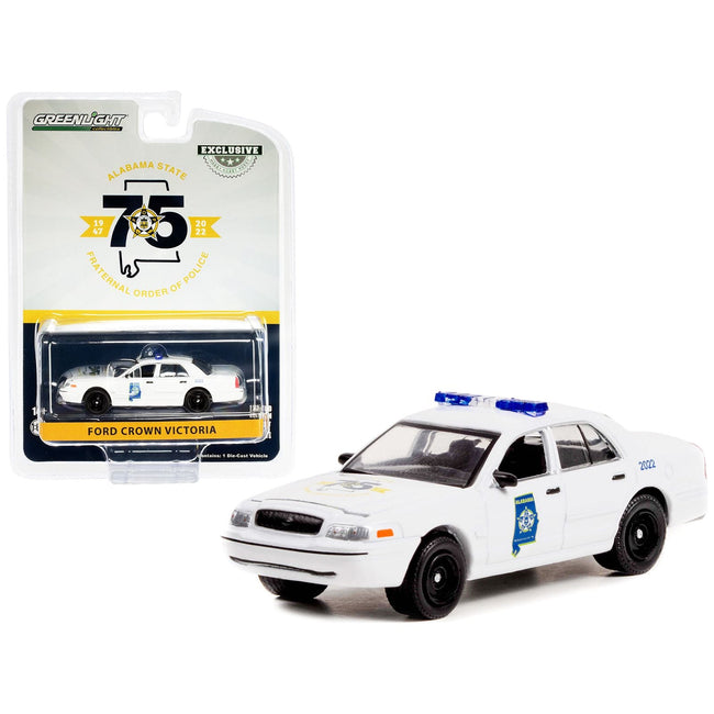 Ford Crown Victoria Police Interceptor White Alabama State FOP "Fraternal Order of Police 75th Anniversary" "Hobby Exclusive" 1/64 Diecast Model Car by Greenlight - Greenlight - ModelCars.com