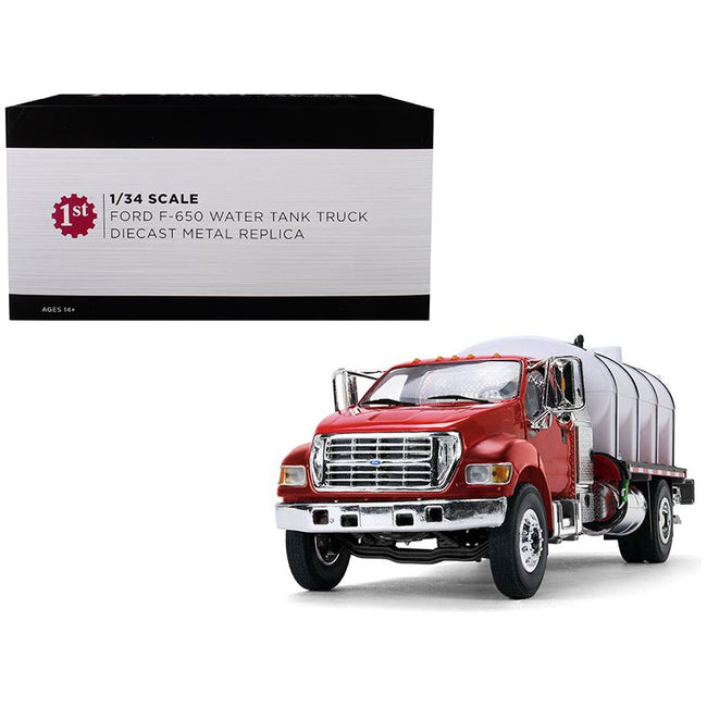 Ford F - 650 with Roto Molded Water Tank Truck Red and White 1/34 Diecast Model by First Gear - First Gear - ModelCars.com