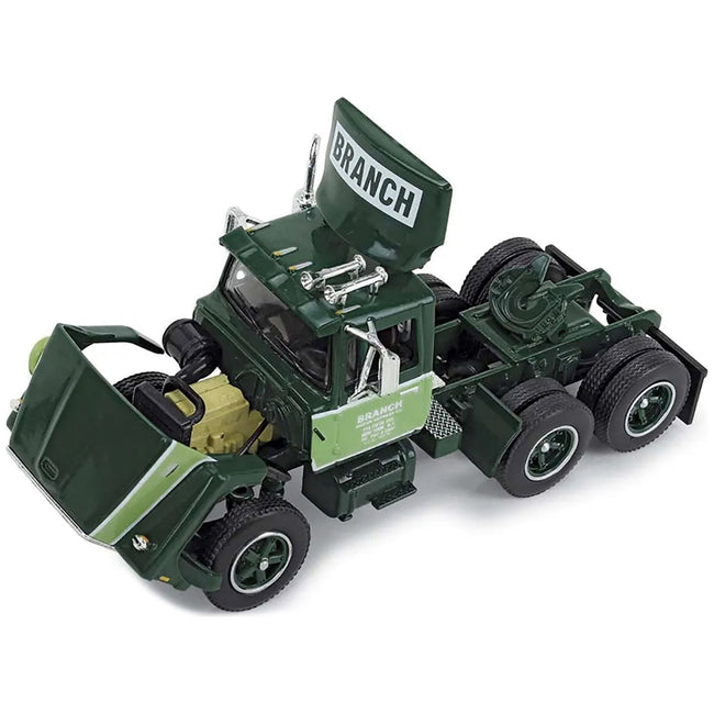 Ford LT - 9000 Day Cab with Vintage 40' Dry Goods Tandem - Axle Trailer Green "Branch Motor Express" 1/64 Diecast Model by DCP/First Gear - First Gear - ModelCars.com