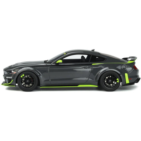 Ford Mustang RTR Spec 5 Gray with Black and Green Stripes "10th Anniversary" 1/18 Model Car by GT Spirit - GT Spirit - ModelCars.com