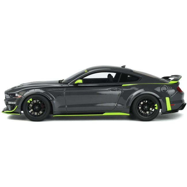Ford Mustang RTR Spec 5 Gray with Black and Green Stripes "10th Anniversary" 1/18 Model Car by GT Spirit - GT Spirit - ModelCars.com