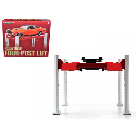 Four Post Lift Red For 1/18 Scale Diecast Model Cars by Greenlight - Greenlight - ModelCars.com
