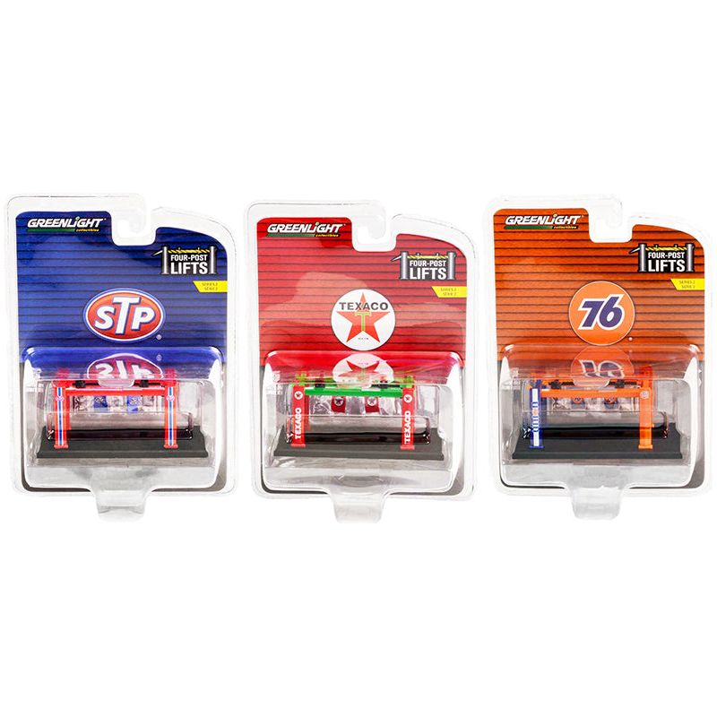 "Four - Post Lifts" Set of 3 pieces Series 2 1/64 Diecast Models by Greenlight - Greenlight - ModelCars.com