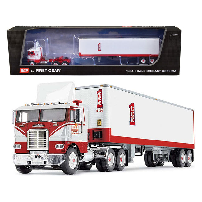 Freightliner COE with Vintage Air Foil with 40' Vintage Dry Goods Trailer White and Red "Crete Carrier" 1/64 Diecast Model by DCP/First Gear - First Gear - ModelCars.com