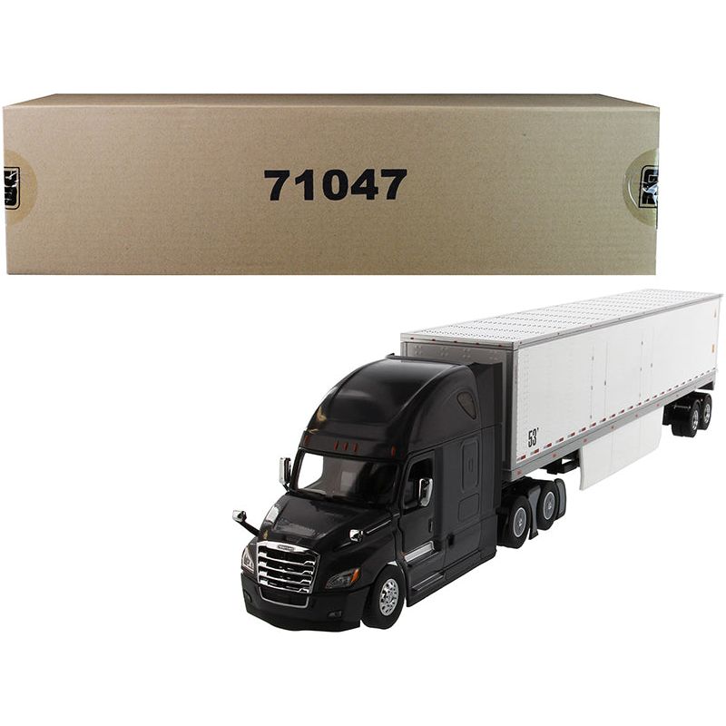 Freightliner New Cascadia Sleeper Cab Black with 53' Dry Van Trailer White "Transport Series" 1/50 Diecast Model by Diecast Masters - Diecast Masters - ModelCars.com