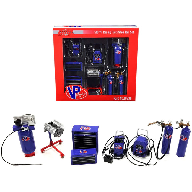 Garage Shop Tools 1 "VP Racing Fuels" Set of 6 pieces 1/18 Diecast Replica by GMP - GMP - ModelCars.com