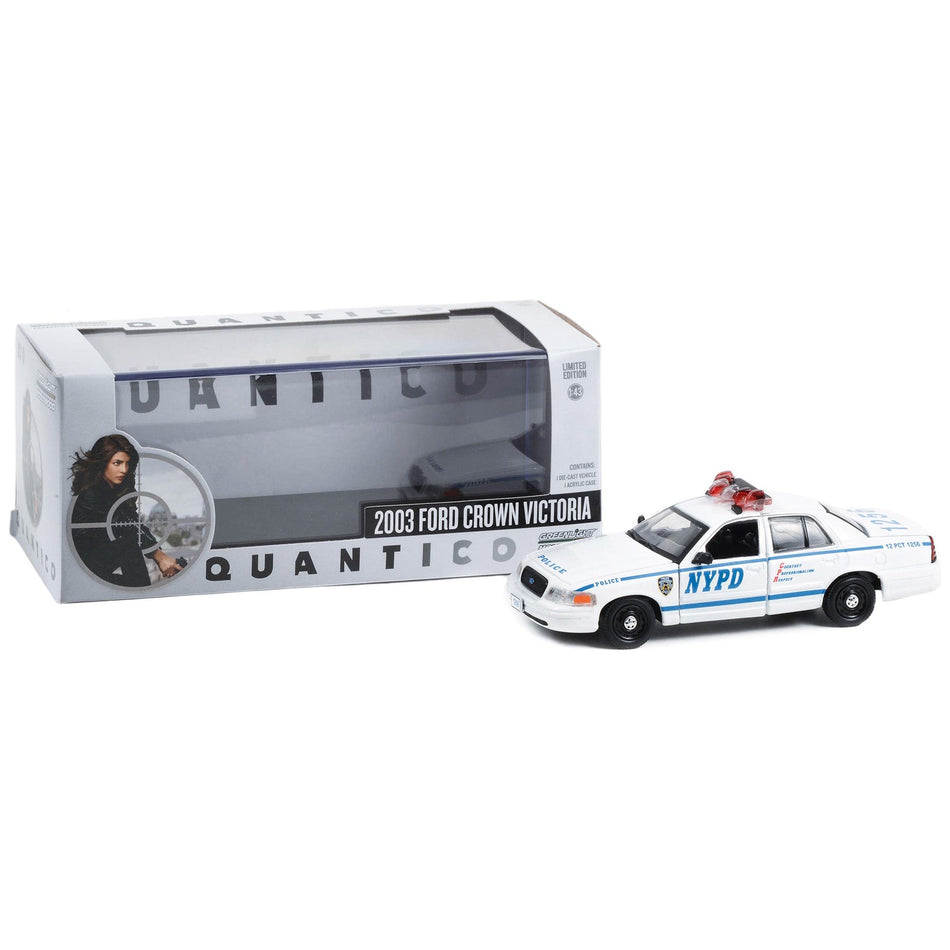 2003 Ford Crown Victoria Police Interceptor NYPD (New York City Police Dept) White "Quantico" (2015-2018) TV Series 1/43 Diecast Model Car by Greenlight