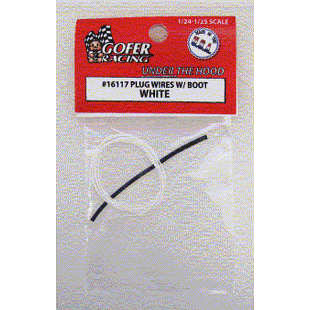 Gofer Racing 1/24-1/25 Scale White Plug Wire 2ft w/Plug Boot Material