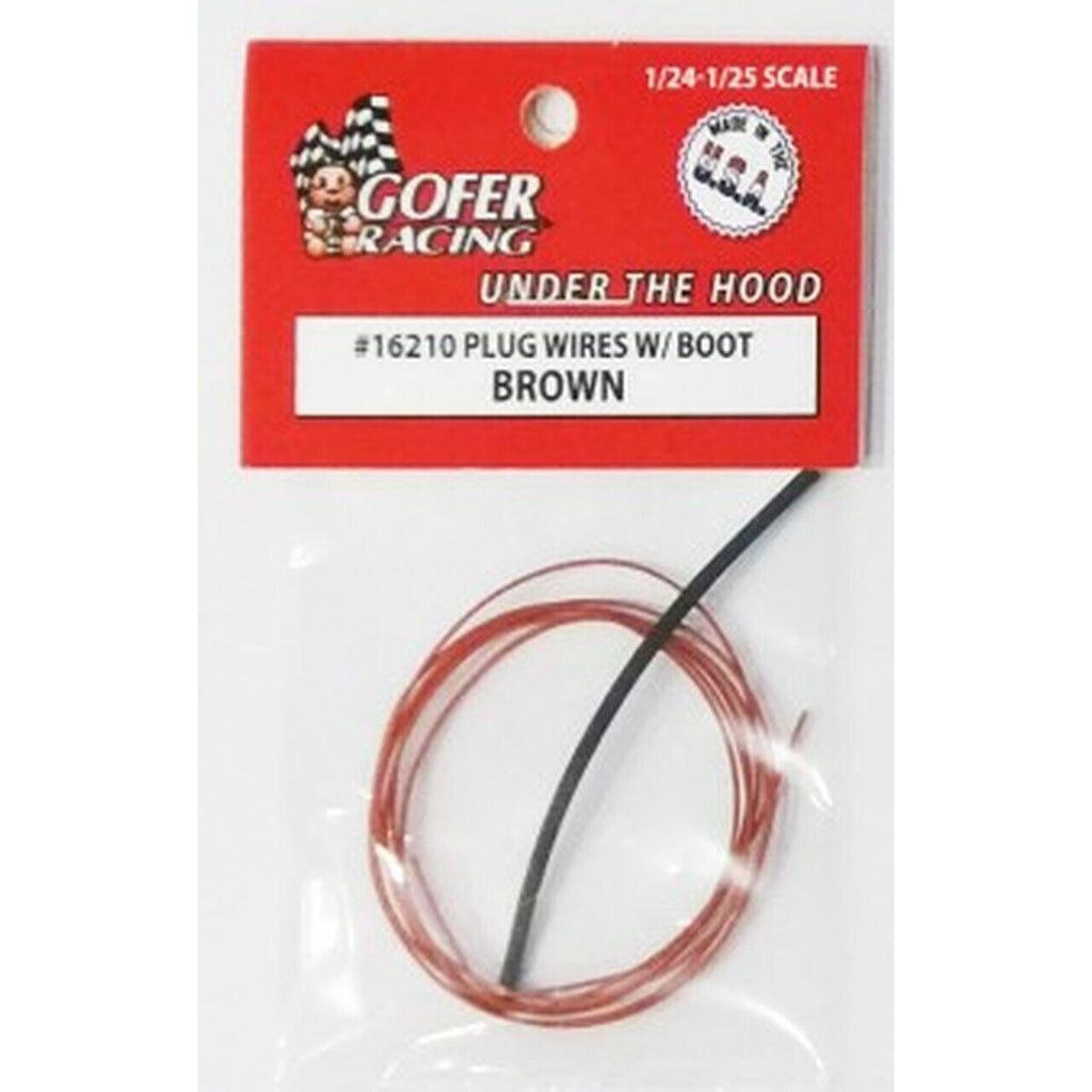 Gofer Racing 1/24-1/25 Scale Brown Plug Wire 2ft w/Plug Boot Material