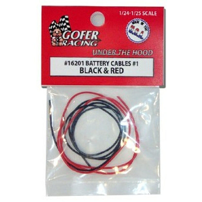 Gofer Racing 1/24 - 1/25 Battery Cables Black - Red - Gofer Racing - ModelCars.com