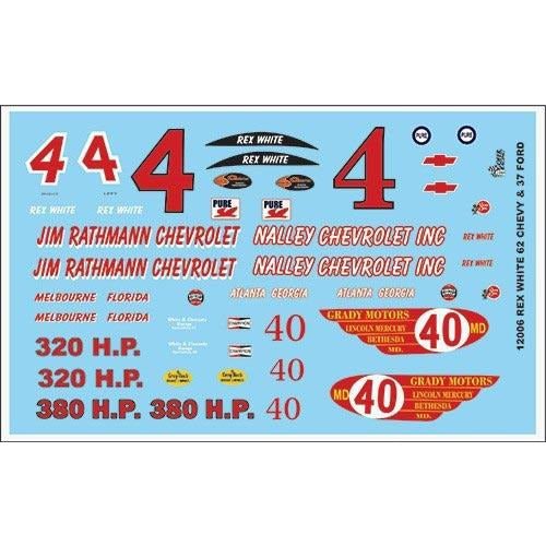 Gofer Racing 1/24 - 1/25 Scale 1962 Chevy & 1937 Ford Rex White Graphics - Gofer Racing - ModelCars.com